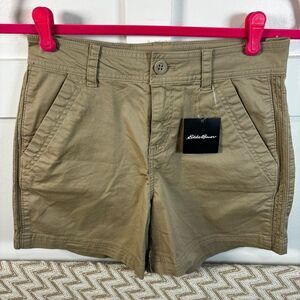 Eddie Bauer Women’s Aspire Chino Shorts Light Khaki NWT